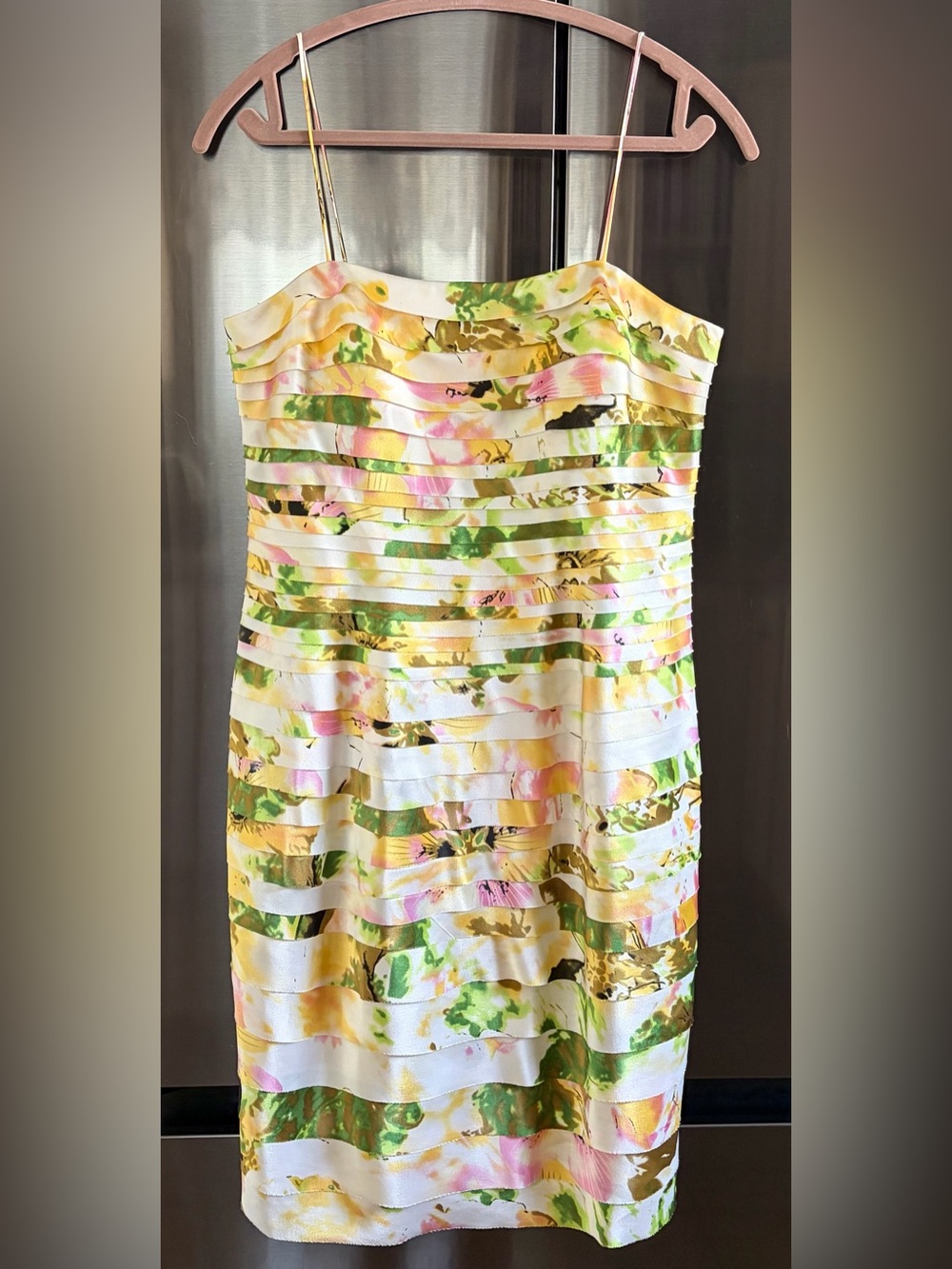 JS Collections Floral Ribbon Tiered Cocktail Spec OccasionDress w Scarf/Shawl 10